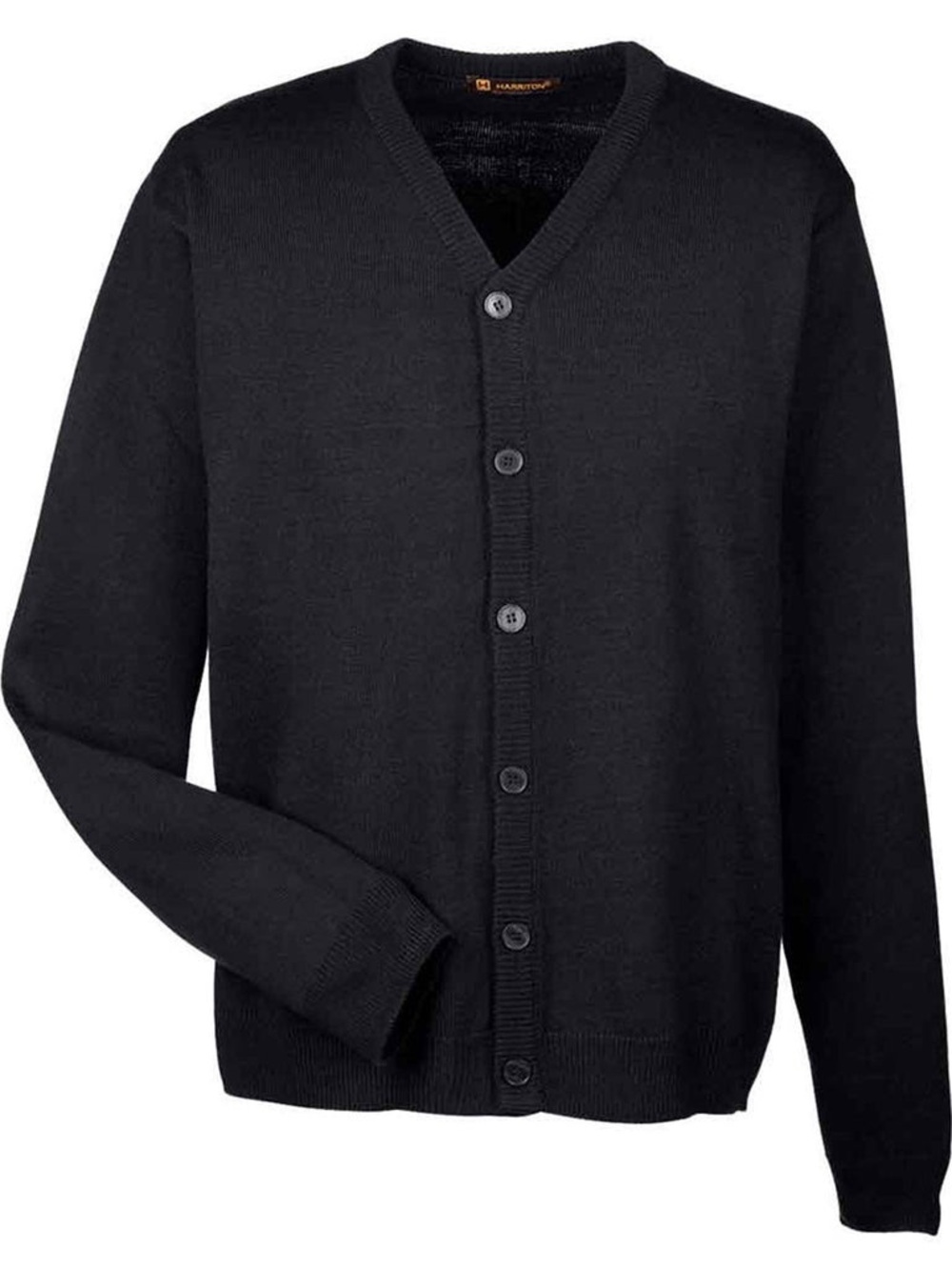 Harriton Men's Black Pilbloc V-Neck Button Cardigan Sweater NWT Size XL